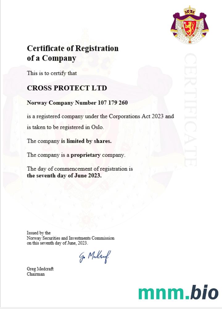 Norwegia business registration vcertyfikat Word i szablon PDF